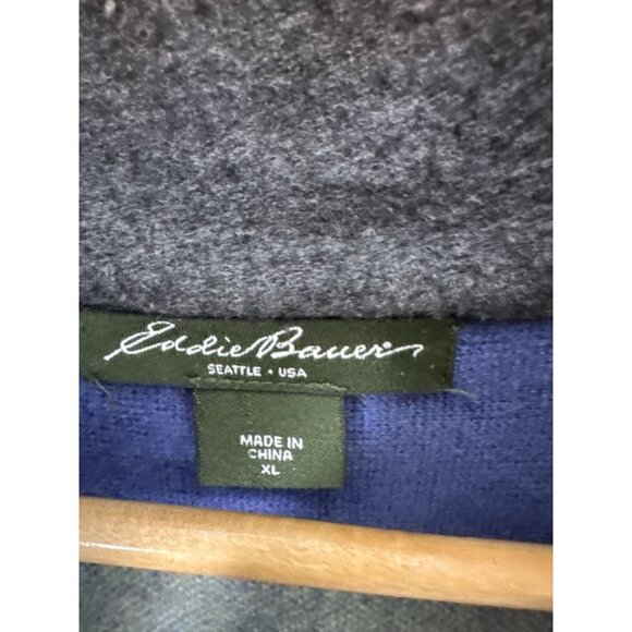 Eddie Bauer Merino Wool Nordic Zip Sweater Blue Fair Isle Cardigan Women’s M/L - Picture 5 of 7
